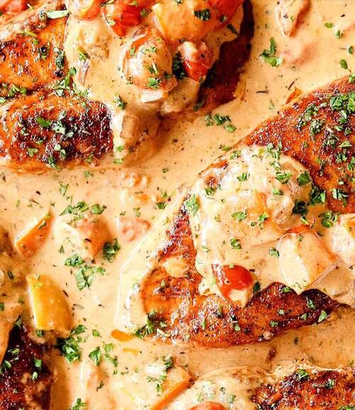 cajun smothered chicken recipe ideas with cherry tomatoes
