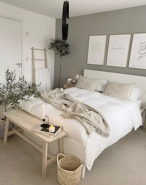 mix and match bedroom furniture ideas with white and oatmeal colors
