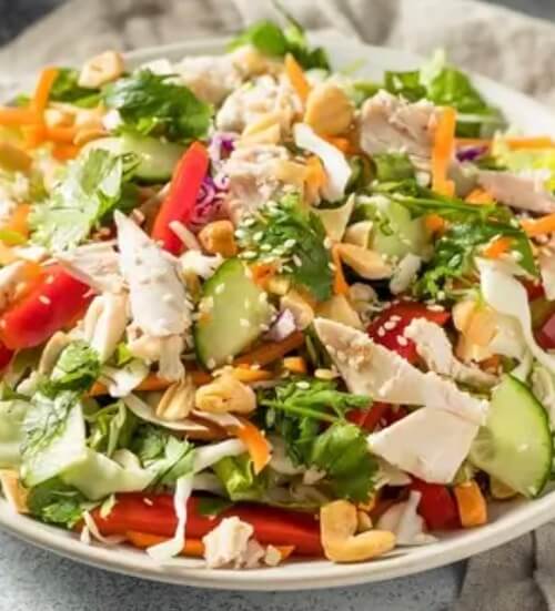 gluten free chicken salad recipe with various vegetables