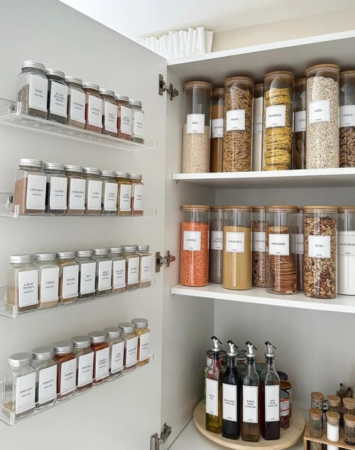 Kitchen Decor and Organization Ideas using the door of the pantry