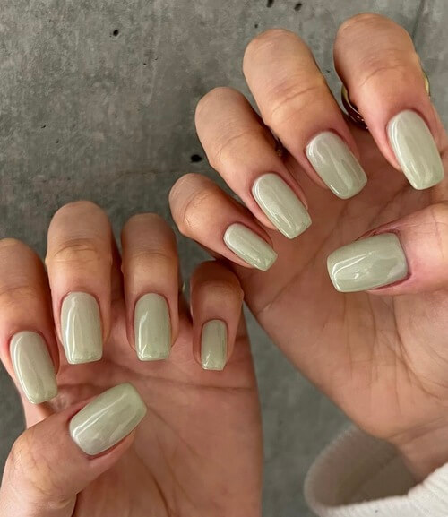 Muted mint green nail