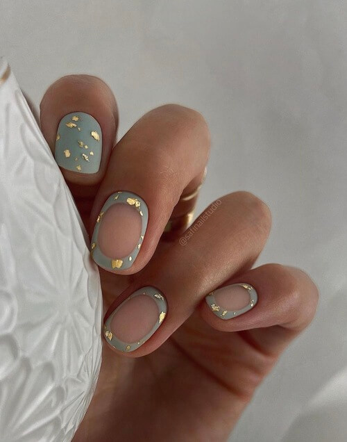 Mint with gold foil highlights