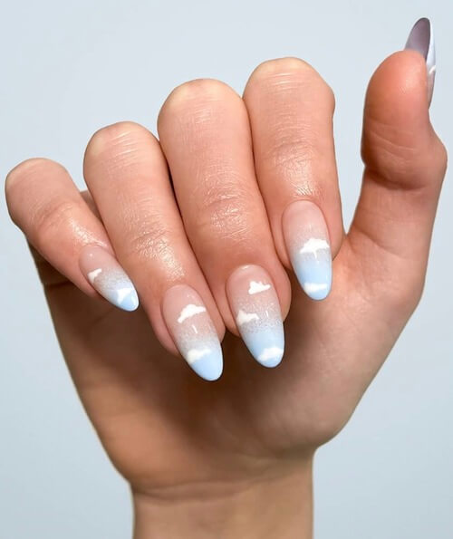 sky nail designs with clouds
