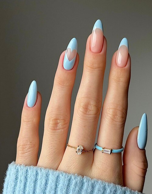 sky nail designs with a heart shape