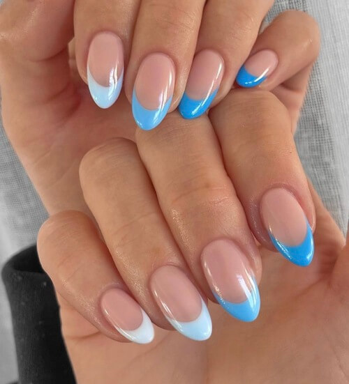 sky nail designs with french nails