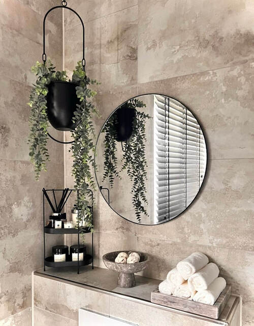 small bathroom decor ideas on a budget with hanging planters