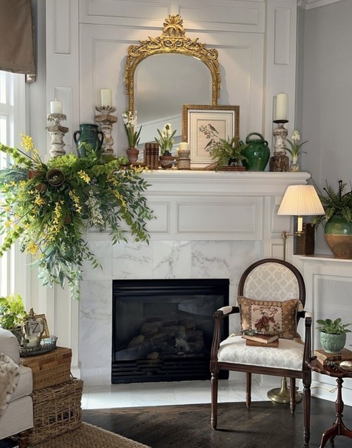 gold items for Mantel Decorating Ideas