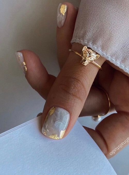 Marble with gold foil accents