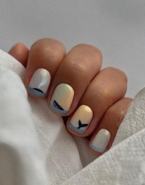 A whale in the sea on your nail