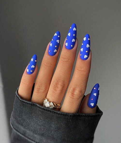 Bright blue matte nail art