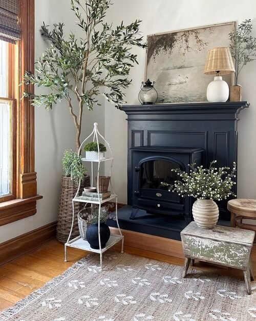 fall mantel decorating ideas with a dark mantel