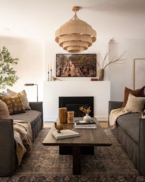 fall mantel decorating ideas with branches