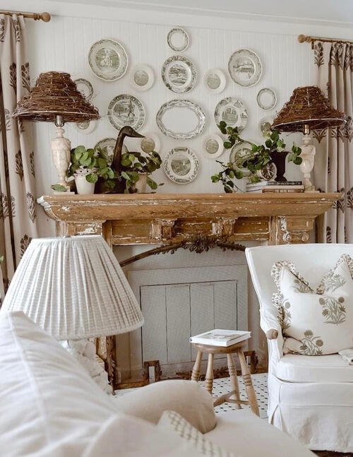 fall mantel decorating ideas with plates